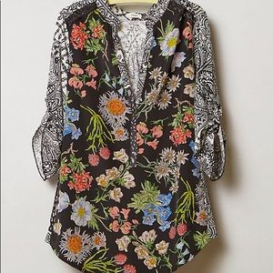 Tiny Lacona Floral Popover Shirt Anthropologie XS
